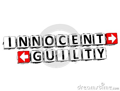 3D Innocent Guilty Button Click Here Block Text Stock Photo