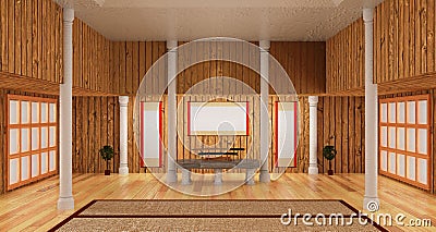 3d interior room of samurai style include japanese katana sword. Stock Photo