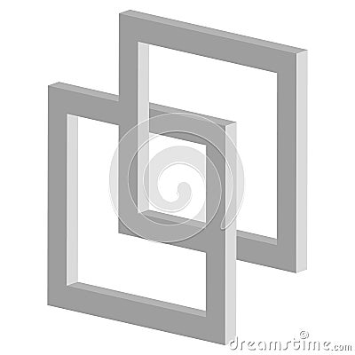 3d interlocking squares icon - Connected intersecting square fra Vector Illustration