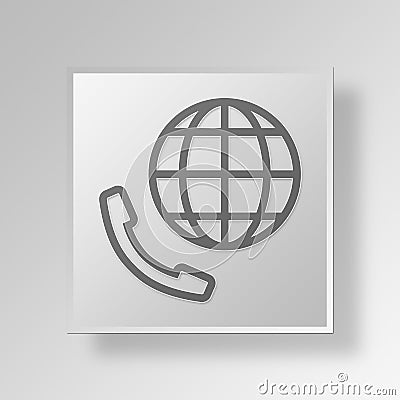 3D international call Button Icon Concept Stock Photo