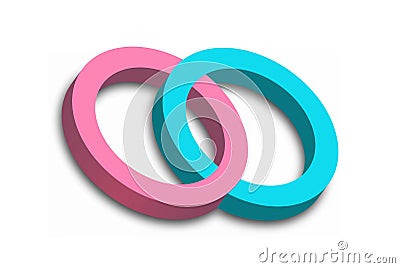 3d intersecting rings. Color volumetric icon for websites, applications, social networks Vector Illustration