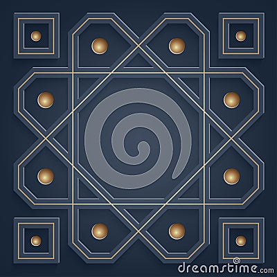 3D Islamic ornaments. Arabic geometric pattern. with empty space in the middle for your writing Vector Illustration