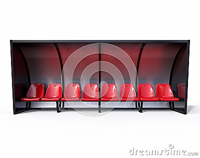 3D Isolated Football Soccer Bench. Stock Photo