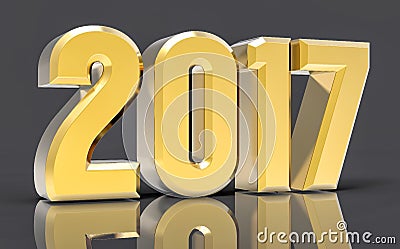 3D Isolated Gold 2017 Year Stock Photo