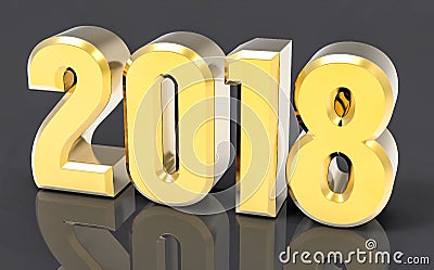 3D Isolated Gold 2018 Year Stock Photo