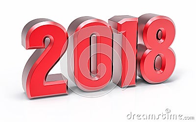 3D Isolated Red 2018 Year Stock Photo