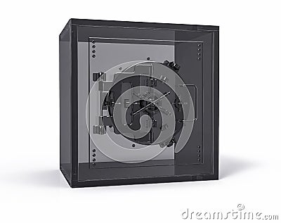 3D Isolated Transparent Safe Strong Box. Closed Security Business Safety Money. Stock Photo