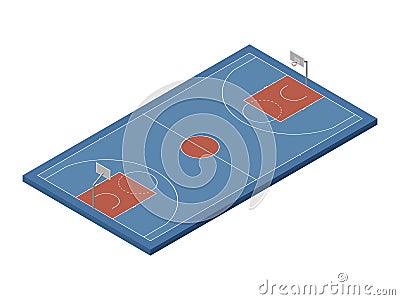 3D isometric basketball court, vector isolated design element Vector Illustration