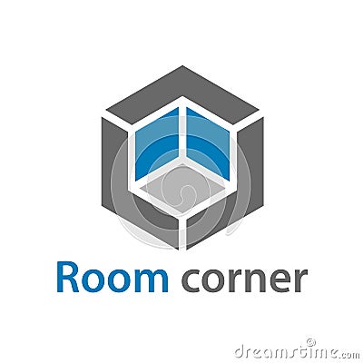 3D isometric empty room corner symbol Vector Illustration