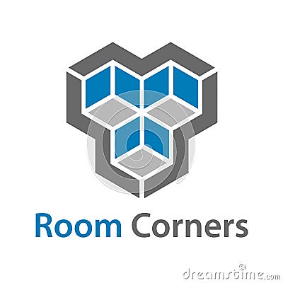 3D isometric empty room corners symbol Vector Illustration