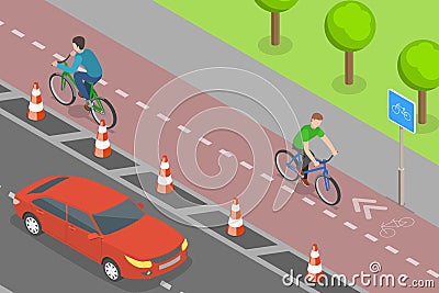 3D Isometric Flat Vector Conceptual Illustration of Bicycle Path Vector Illustration