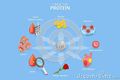 3D Isometric Flat Vector Conceptual Illustration of C-reactive Protein Vector Illustration