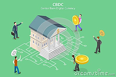 3D Isometric Flat Vector Conceptual Illustration of CBDC - Central Bank Digital Currency Vector Illustration