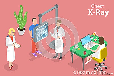 3D Isometric Flat Vector Conceptual Illustration of Chest X-ray Vector Illustration