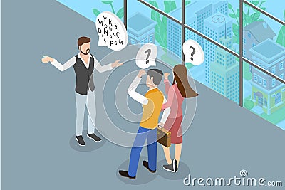 3D Isometric Flat Vector Conceptual Illustration of Difficult Conversation Vector Illustration