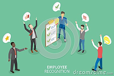 3D Isometric Flat Vector Conceptual Illustration of Employee Recognition Vector Illustration