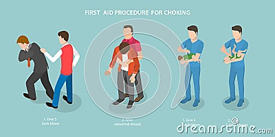 3D Isometric Flat Vector Conceptual Illustration of First Aid Procedure For Choking Vector Illustration