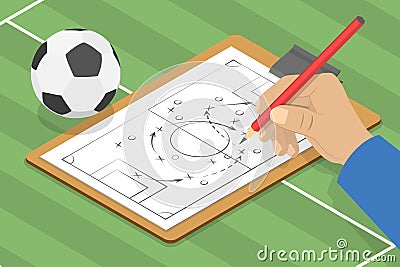 3D Isometric Flat Vector Conceptual Illustration of Football Game Tactics Stock Photo