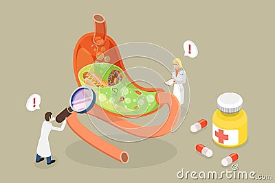 3D Isometric Flat Vector Conceptual Illustration of Gastritis And Helicobacter Disease Vector Illustration