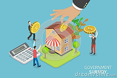 3D Isometric Flat Vector Conceptual Illustration of Government Subsidy Vector Illustration