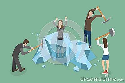 3D Isometric Flat Vector Conceptual Illustration of Ice Breaking Activity Vector Illustration