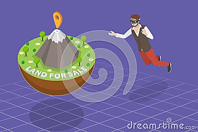 3D Isometric Flat Vector Conceptual Illustration of Metaverse Virtual Land Vector Illustration