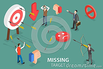 3D Isometric Flat Vector Conceptual Illustration of Missing Target. Vector Illustration