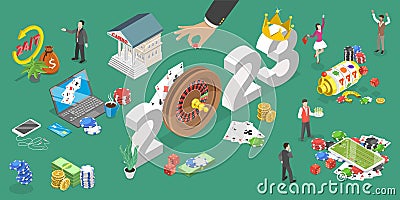 3D Isometric Flat Vector Conceptual Illustration of New Year 2023 And Online Casino Industry Trends Vector Illustration