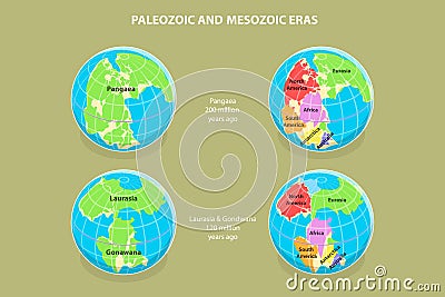 3D Isometric Flat Vector Conceptual Illustration of Paleozoic And Mesozoic Eras Vector Illustration