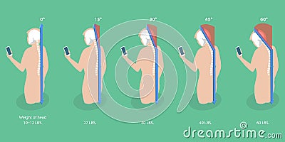 3D Isometric Flat Vector Conceptual Illustration of Phone Posture Vector Illustration