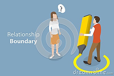 3D Isometric Flat Vector Conceptual Illustration of Relationship Boundary Vector Illustration