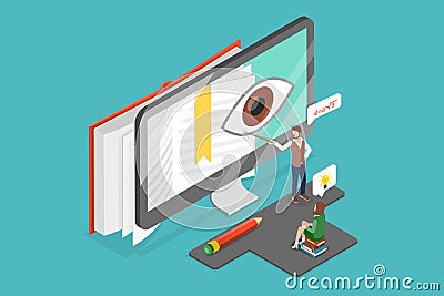 3D Isometric Flat Vector Conceptual Illustration of Visual Learning Vector Illustration