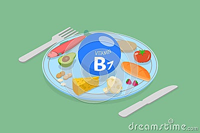 3D Isometric Flat Vector Conceptual Illustration of Vitamin B7 Vector Illustration