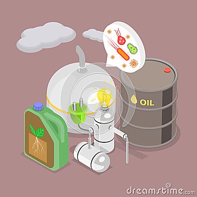 3D Isometric Flat Vector Illustration of Anaerobic Digestion Vector Illustration