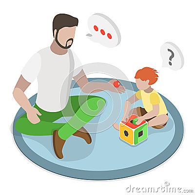 3D Isometric Flat Vector Illustration of Infants Cognitive Development. Item 2 Vector Illustration