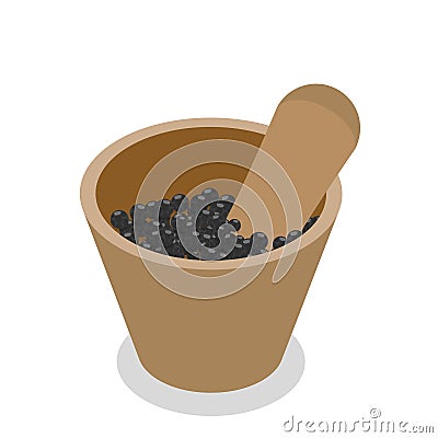 3D Isometric Flat Vector Set of Black Pepper. Item 3 Vector Illustration