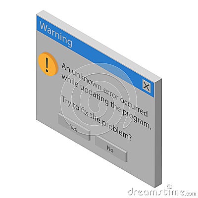 3D Isometric Flat Vector Set of Retro Error Messages. Item 1 Vector Illustration