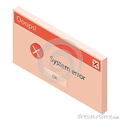 3D Isometric Flat Vector Set of Retro Error Messages. Item 4 Vector Illustration
