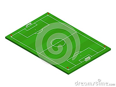 3D isometric football soccer field Vector Illustration