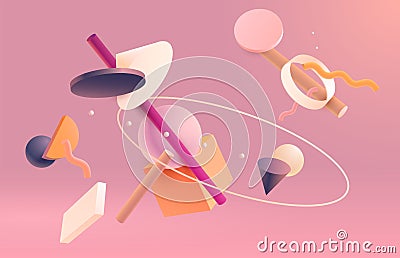 3D Isometric impossible lines. Abstract colorful geometric background. Vector Illustration