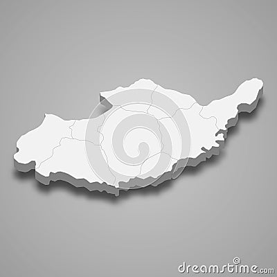 3d isometric map of Adiyaman is a province of Turkey Cartoon Illustration