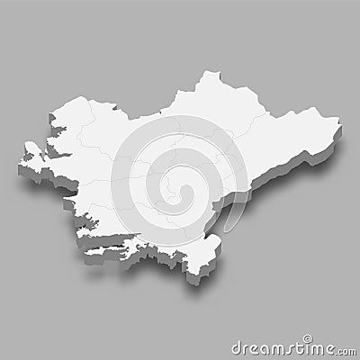 3d isometric map Aegean Region of Turkey Vector Illustration