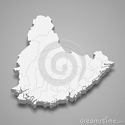 3d isometric map of Agder is a county of Norway Cartoon Illustration