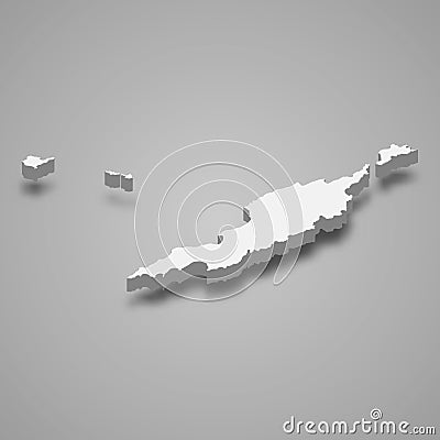3d isometric map of Anguilla, isolated with shadow Vector Illustration