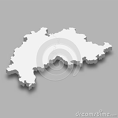 3d isometric map Central Region of Germany Vector Illustration