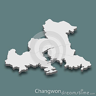 3d isometric map of Changwon is a city of Korea Vector Illustration