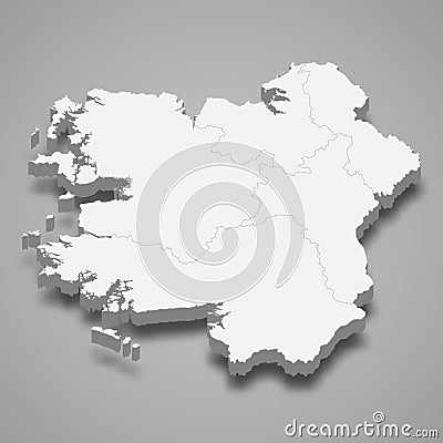 3d isometric map of Connacht is a province of Ireland Cartoon Illustration