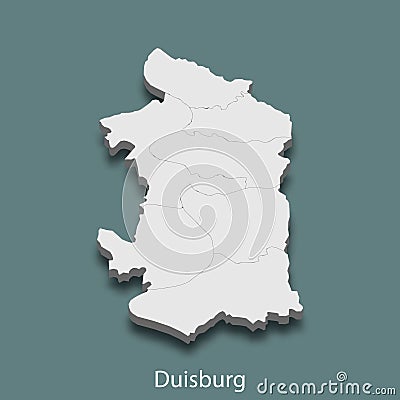 3d isometric map of Duisburg is a city of Germany Vector Illustration