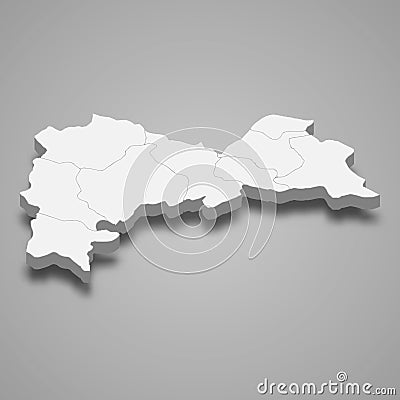3d isometric map of Erzincan is a province of Turkey Cartoon Illustration