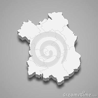 3d isometric map of Fejer is a county of Hungary Cartoon Illustration